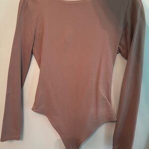 Aritzia Babaton Long Sleeve Bodysuit in Taupe